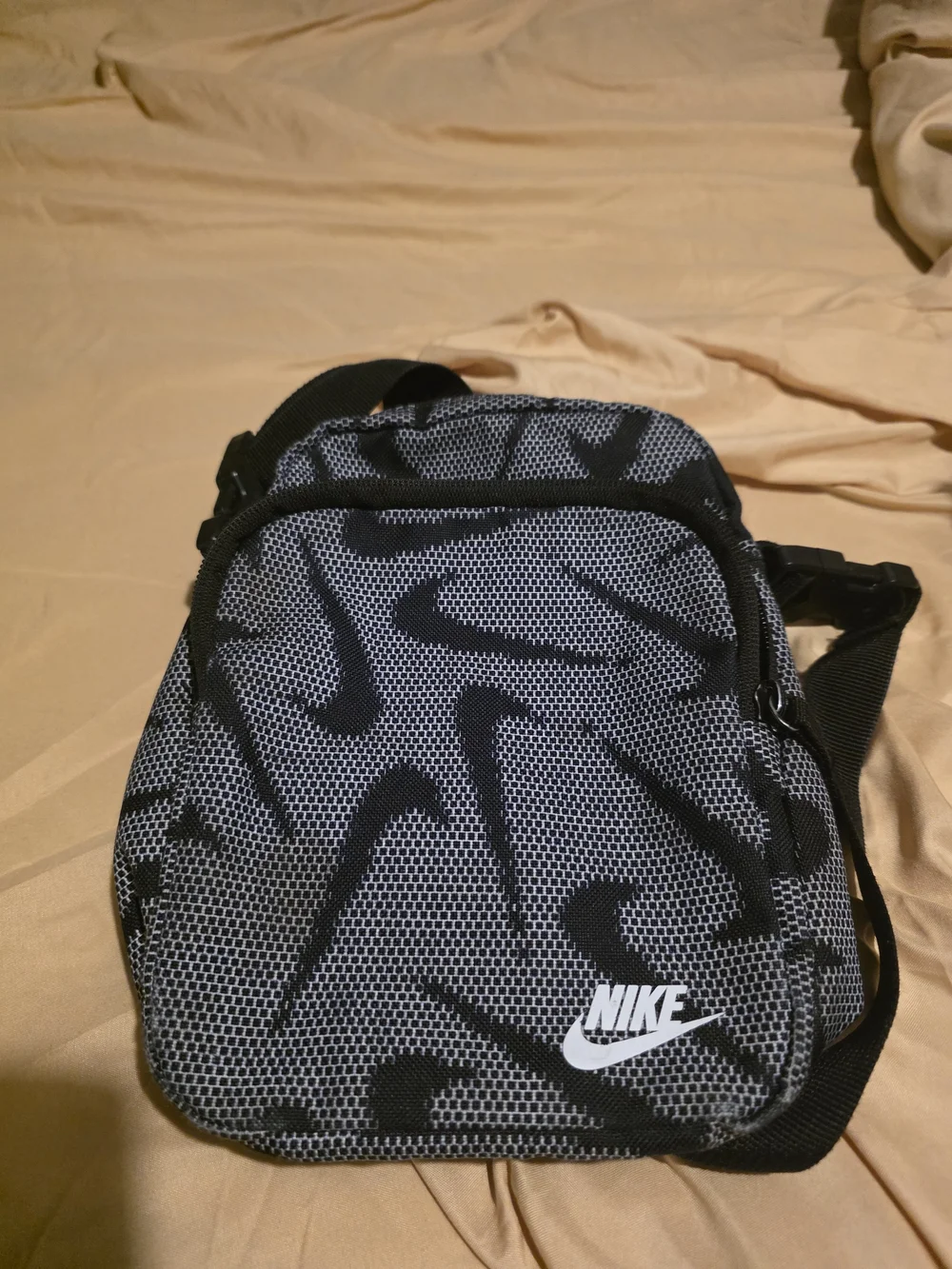 Nike Black & White Logo Pattern Crossbody Bag